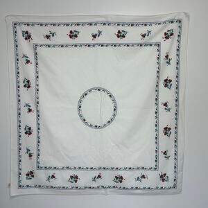 Vintage Lenox Poppies on Blue 54" Square Tablecloth Floral Cotton